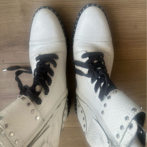 Sam Edelman Jennifer White Studded Combat Boots - Picture 3 of 7